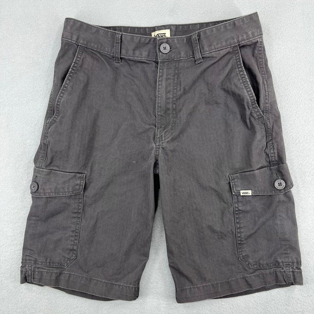 Vans Mens Cargo Shorts Charcoal Gray Herringbone Skate Utility Size 28